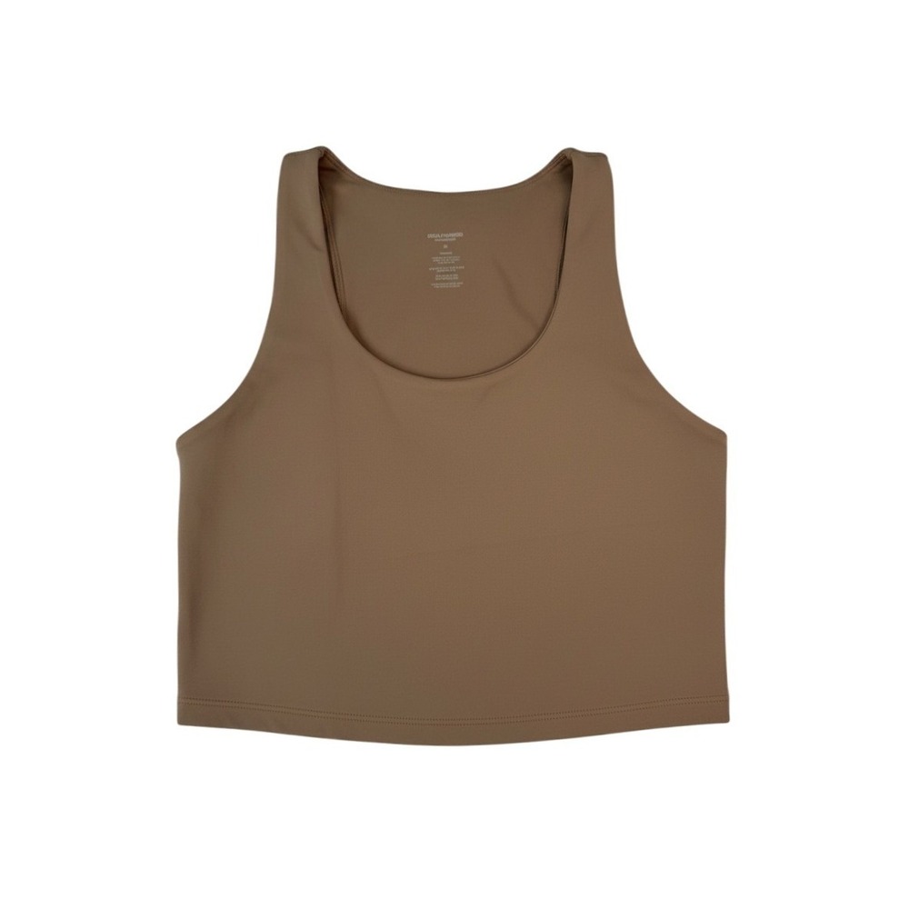Girlfriend Collective Sleeveless Cropped Sport Tank Top in Tan‎ Size Medium NWT